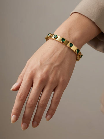 Green Heart Stone Bangle QROSH