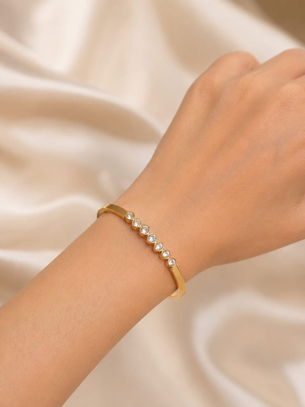 Crystal Embellished Gold Bangle QROSH