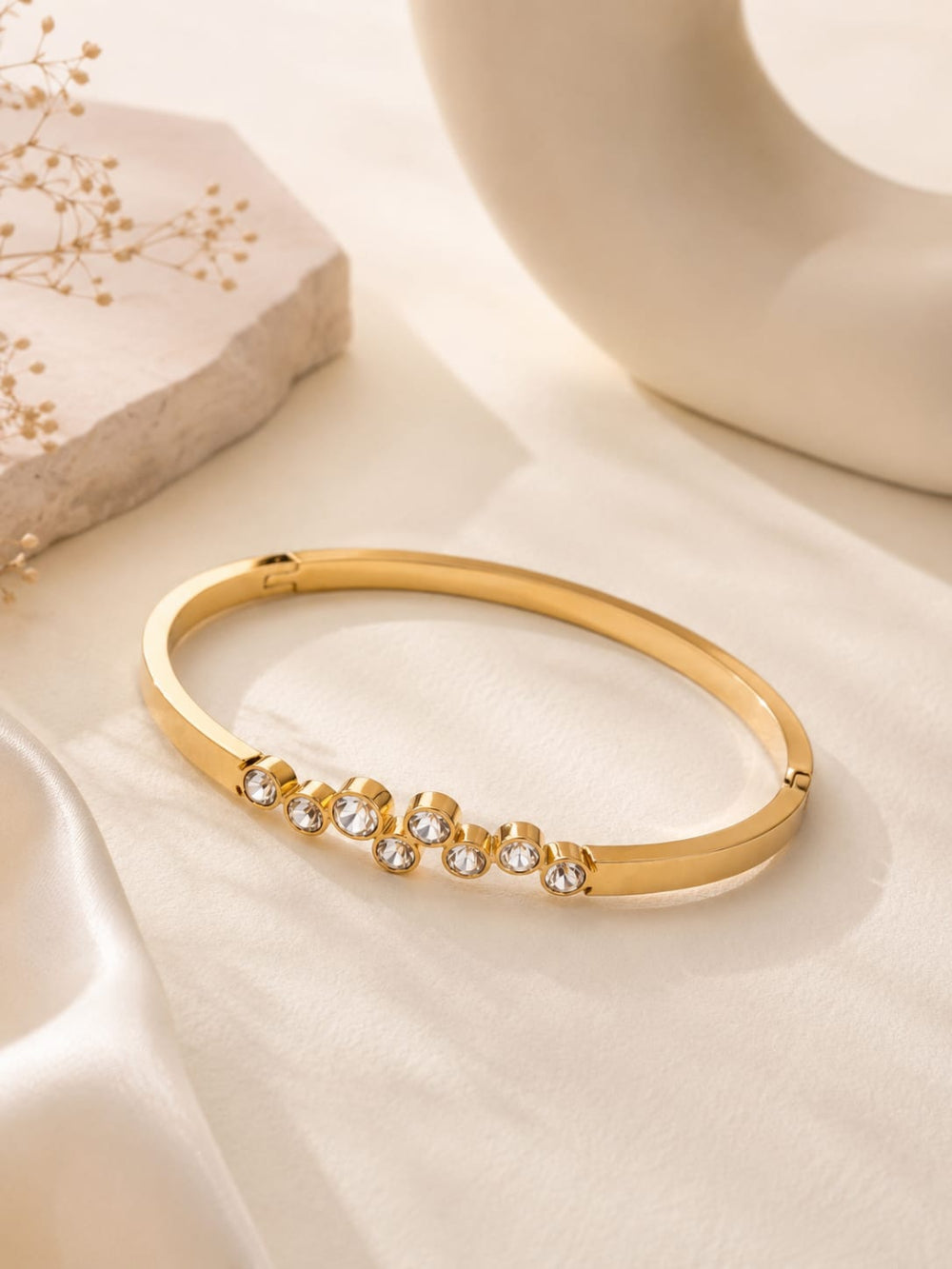 Crystal Embellished Gold Bangle QROSH