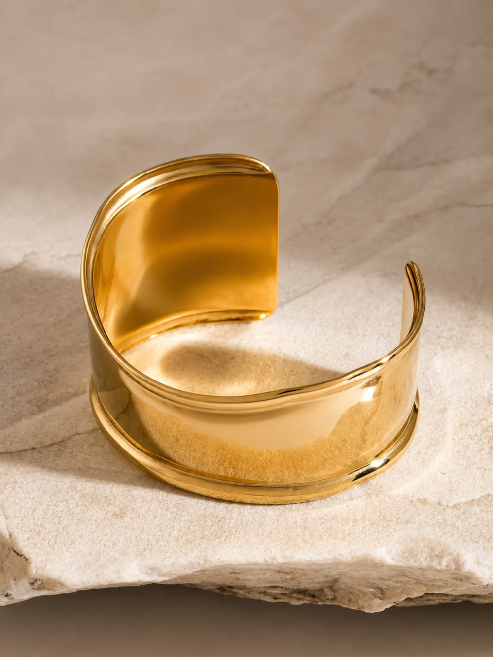 Gold Wide Cuff Bangle QROSH