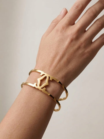 Gold Tone Double Band Bangle QROSH