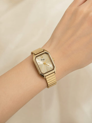 Gold Tone Watch Black Dial QROSH