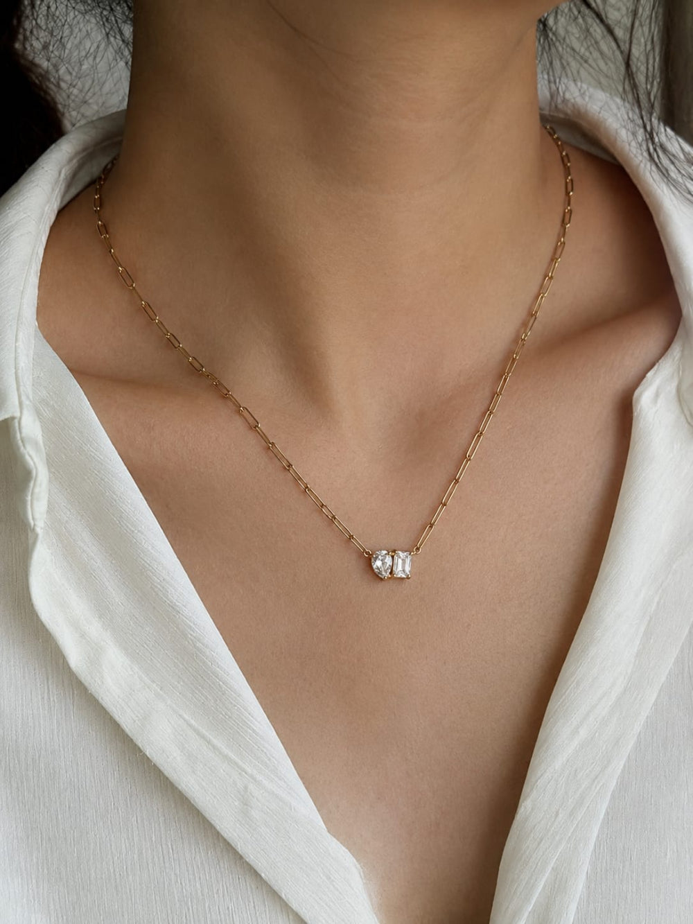 Gold Link Chain Necklace QROSH