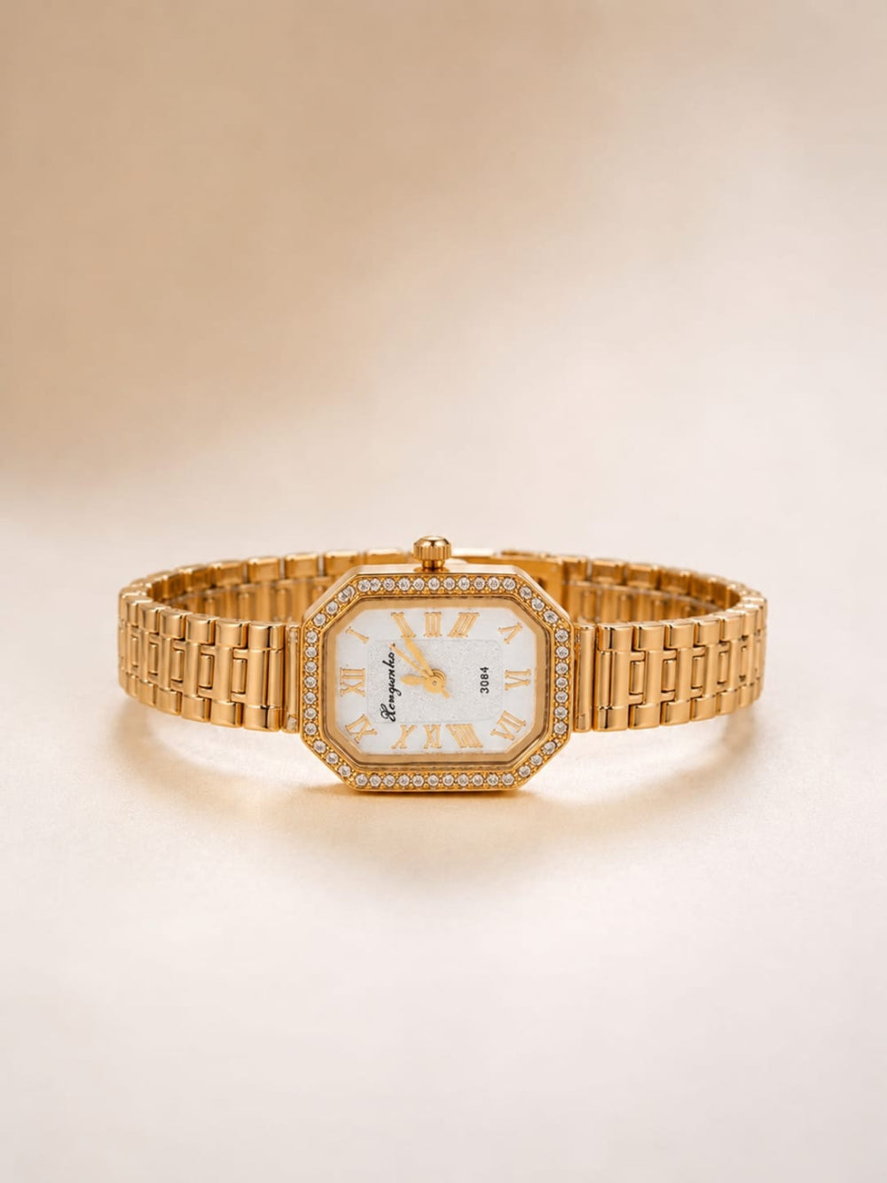 Luxury Rose Gold Rectangular Watch QROSH