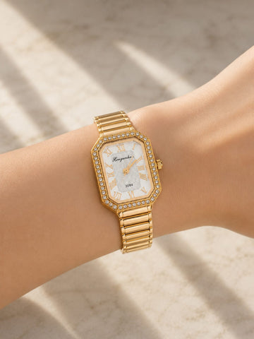 Luxury Rose Gold Rectangular Watch QROSH