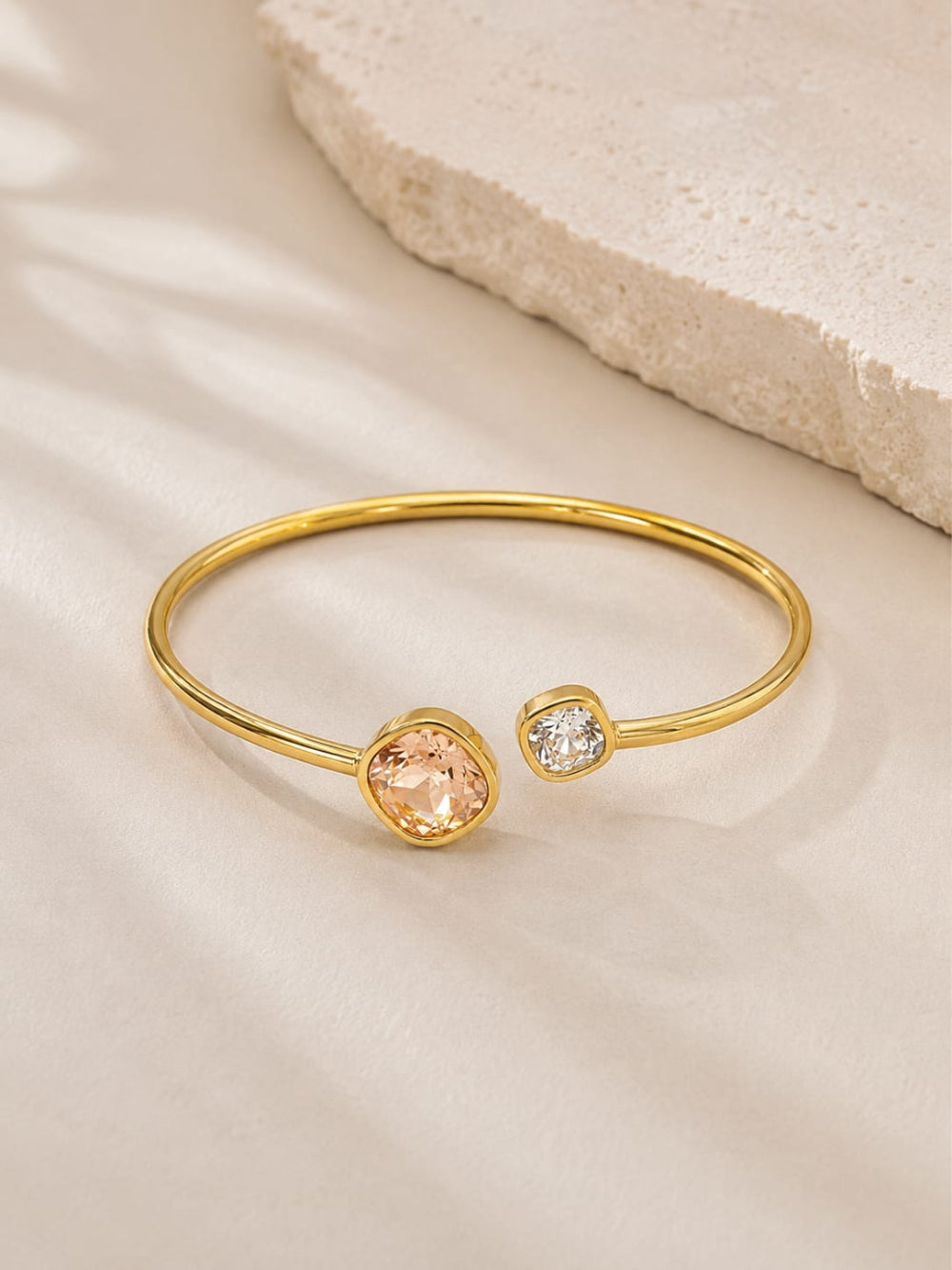 Dual Stone Open Cuff Bangle QROSH
