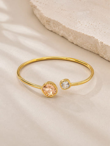 Dual Stone Open Cuff Bangle QROSH