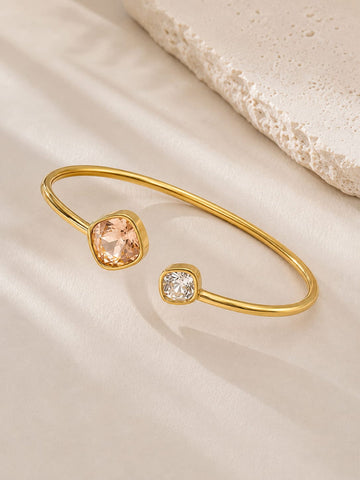 Dual Stone Open Cuff Bangle QROSH