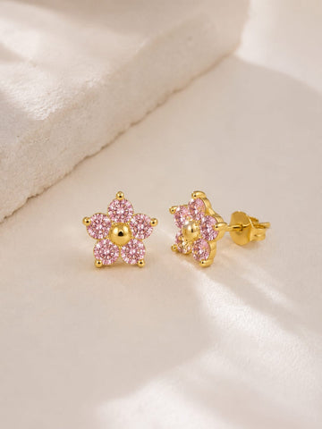 Flower Stud Pink Earrings QROSH