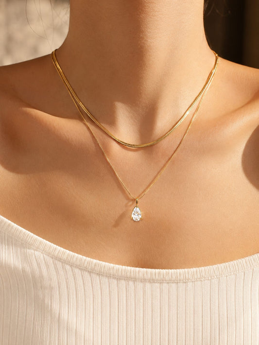 Double Layer Chain Drop Pendant QROSH