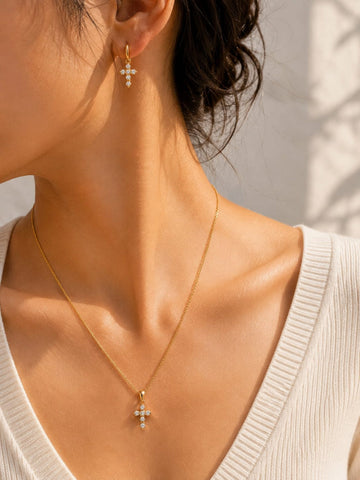 Gold Cross Pendant Set QROSH
