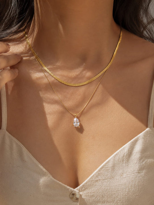 Double Layer Chain Drop Pendant QROSH