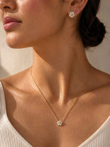 Daisy Flower Pendant Set QROSH