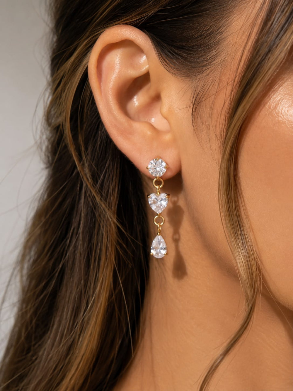 Heart Charm Crystal Earring QROSH