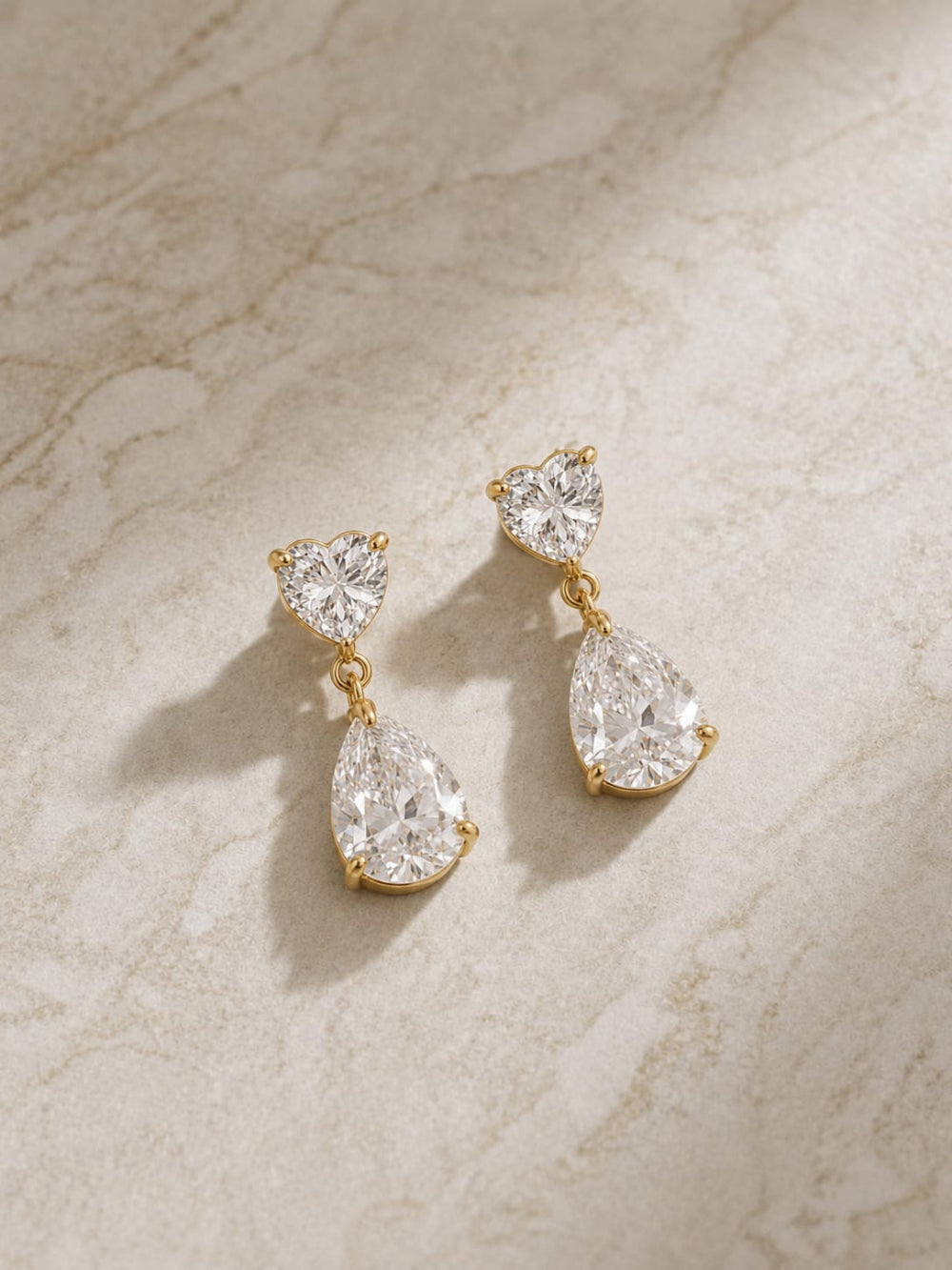 Heart Pearl Crystal Drop Earrings QROSH