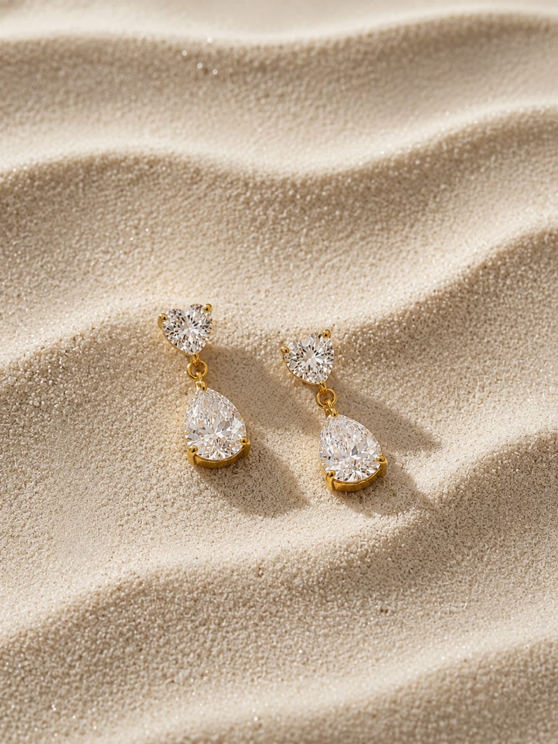 Heart Pearl Crystal Drop Earrings QROSH