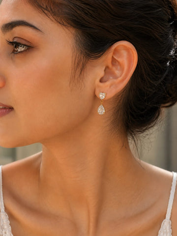Heart Pearl Crystal Drop Earrings QROSH