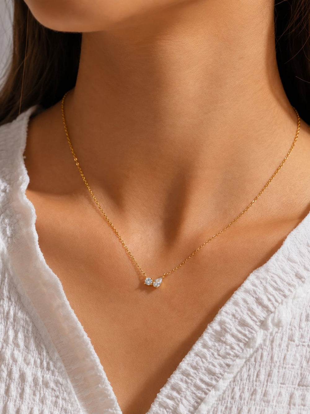 Two Stone Gold Necklace QROSH