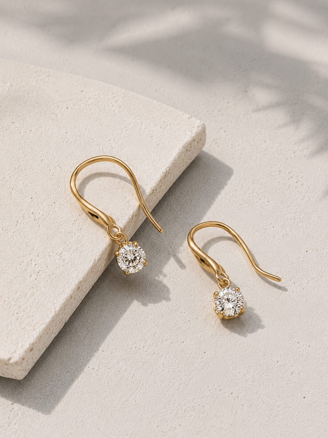 QROSH 18K gold hook drop earrings with anti-tarnish finish, elegant jewelry design showcasing dangling earring style.