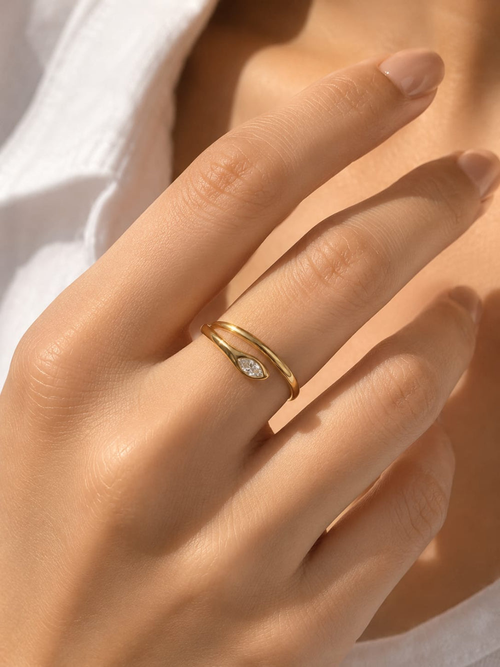 Marquise Crystal Gold Ring QROSH