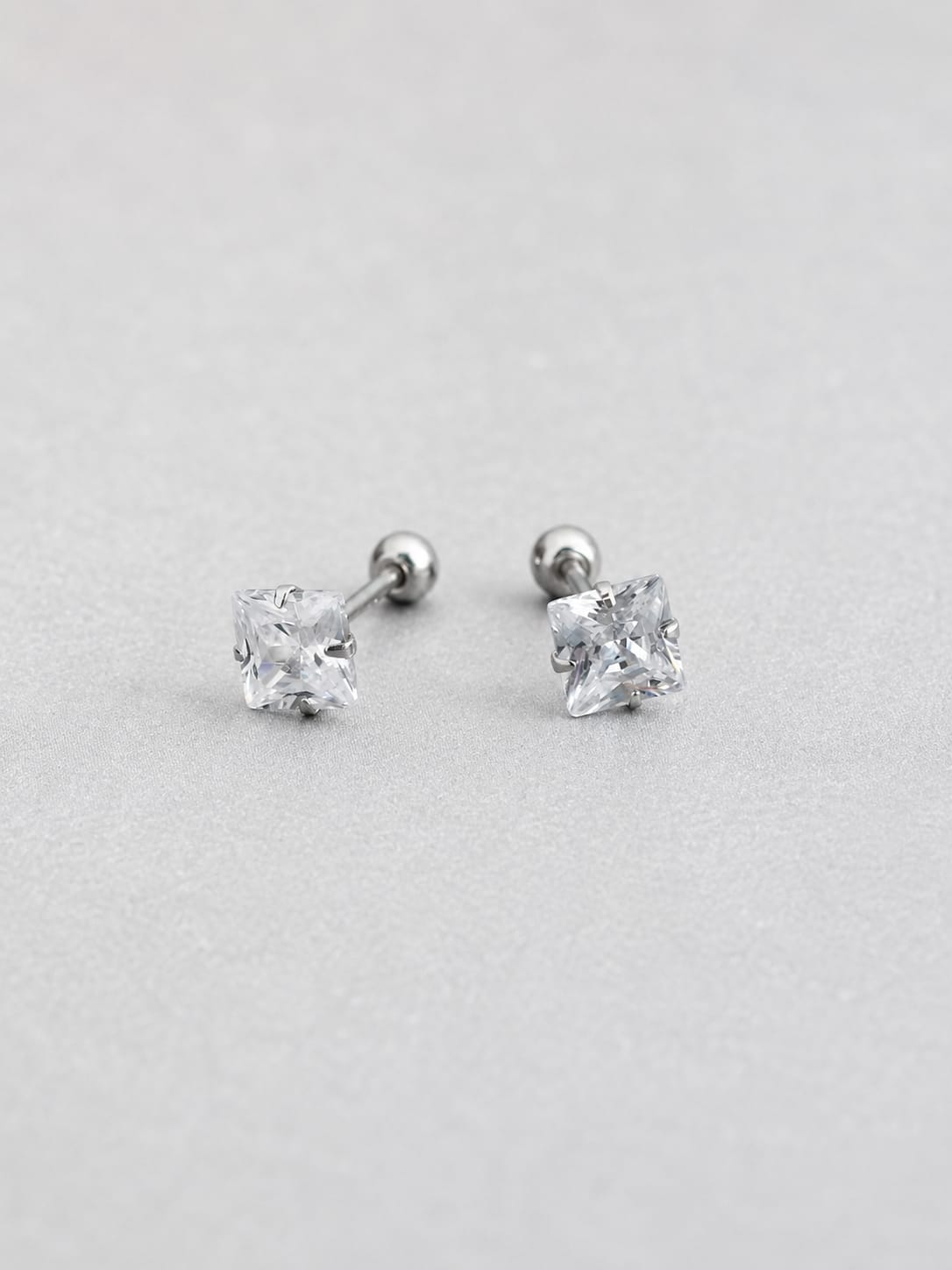 Square CZ Stud Earrings QROSH