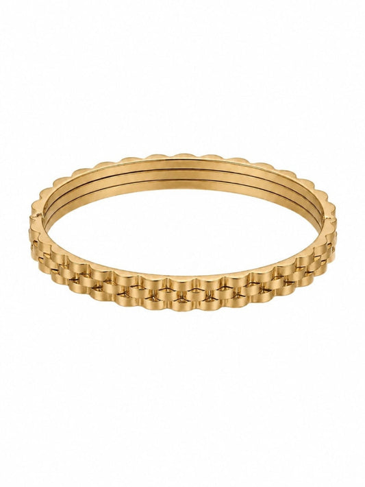 Gold Plated Textured Bangle QROSH