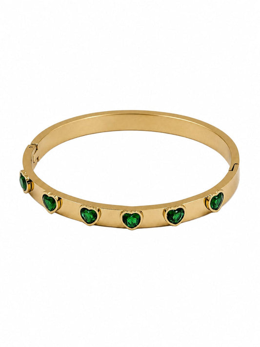Green Heart Stone Bangle QROSH