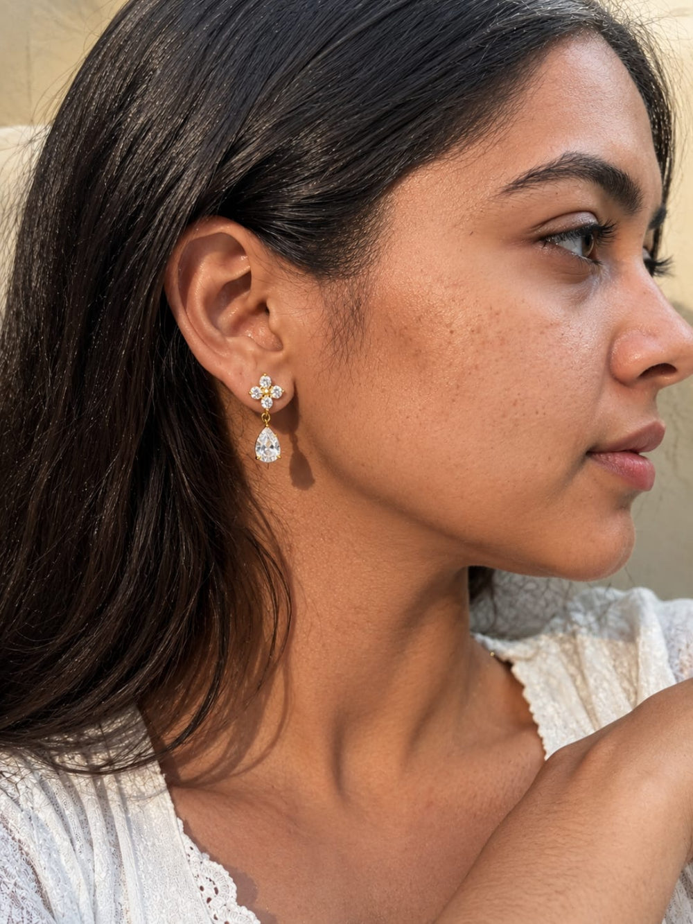 18K Gold Plated Flower Earrings QROSH