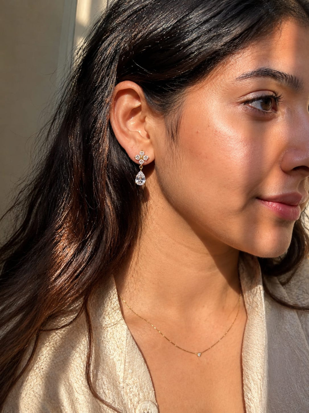 18K Gold Plated Flower Earrings QROSH