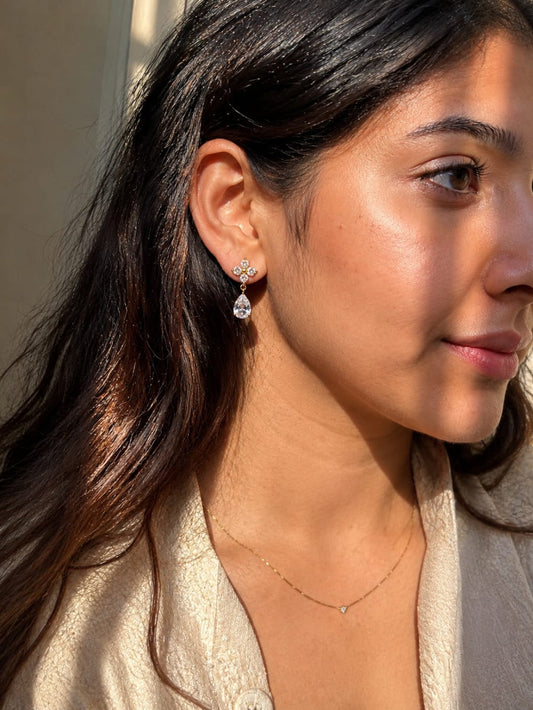 18K Gold Plated Flower Earrings QROSH