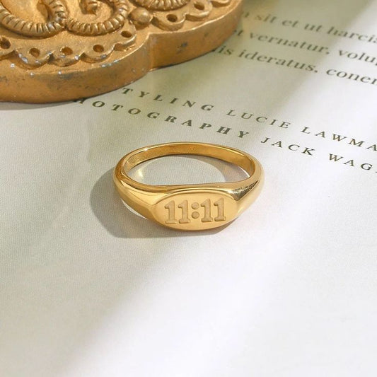 18K Gold-Plated 11:11 Heart Ring
