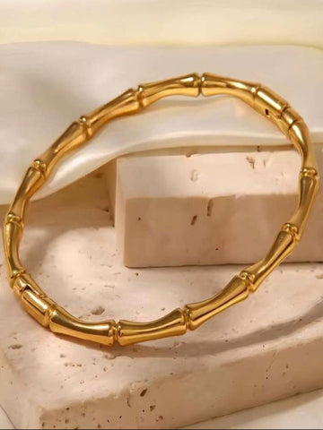 18K Gold Plated Bamboo Bangle QROSH
