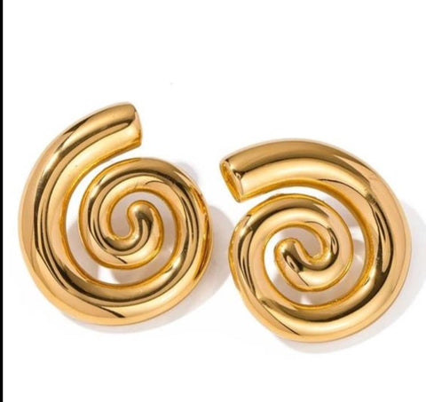 18K Gold Plated Spiral Studs