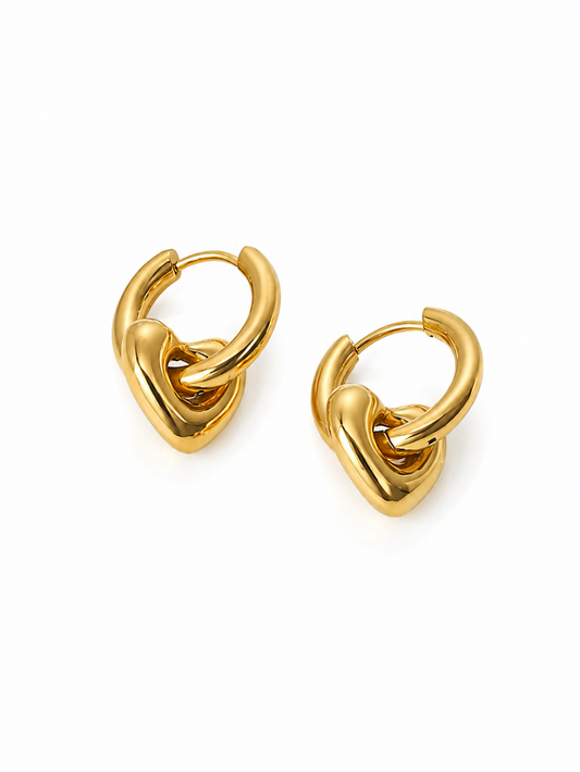18K Gold Plated Cupid Heart Hoop Earring QROSH