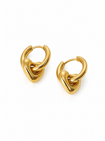 18K Gold Plated Cupid Heart Hoop Earring QROSH