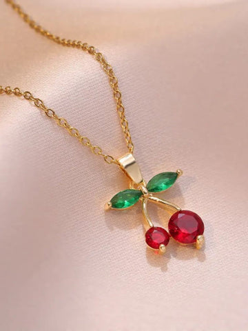 18K Gold-Plated Cherry Charm Pendant