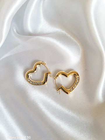 Heart Golden Hoops