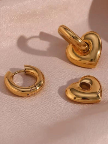 18K Gold Plated Cupid Heart Hoop Earring