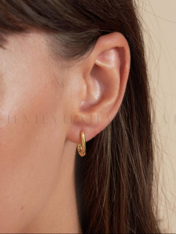 18K Gold Plated Minimal Rectangular Hoops