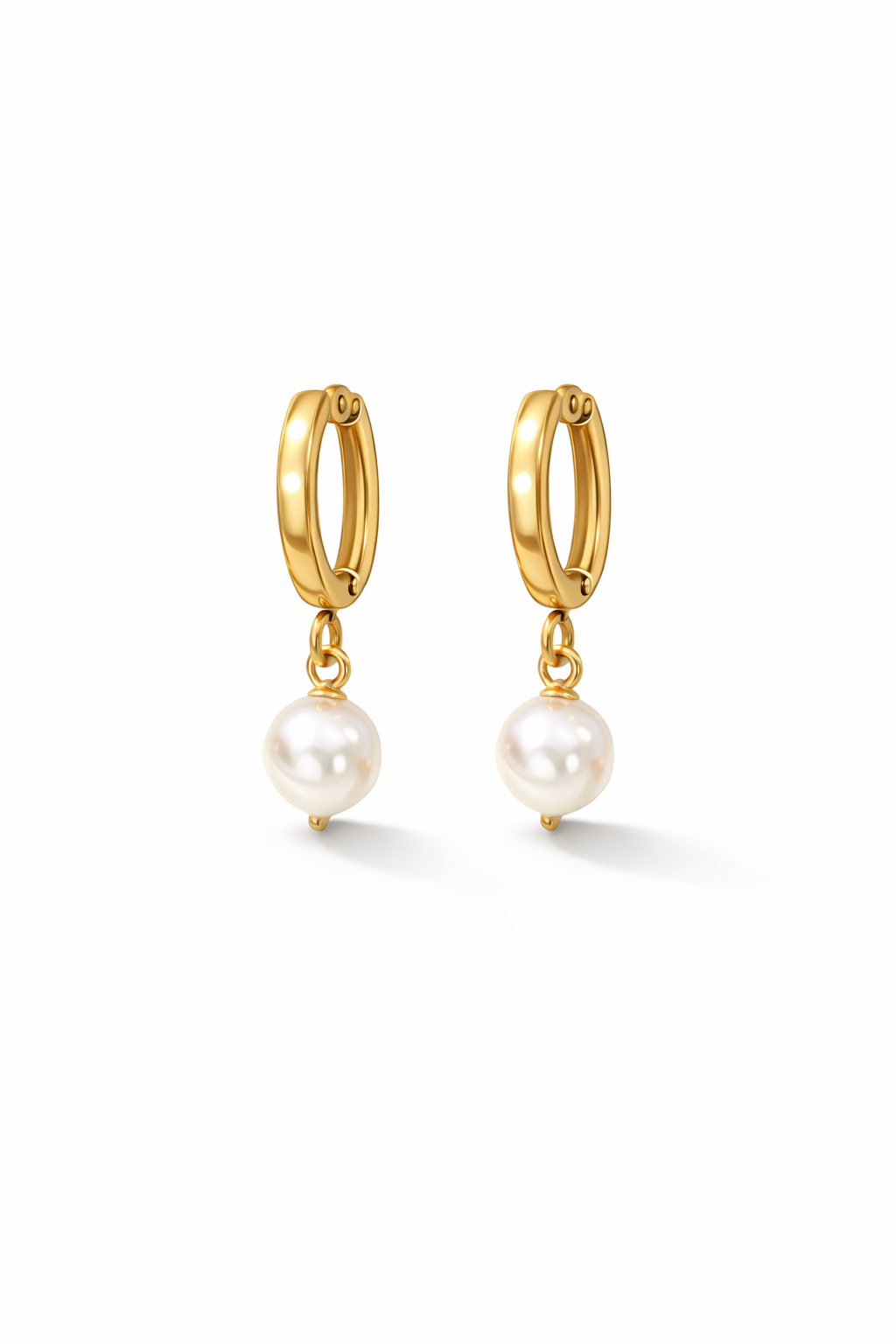 18K Gold Plated Pearl Hoop earrings for women QROSH