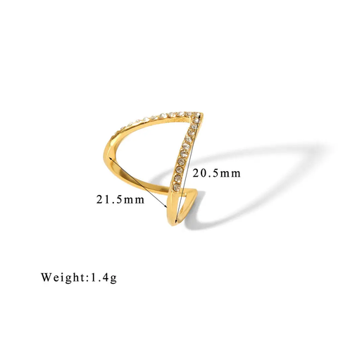 18K Gold-Plated V Stone Ring QROSH