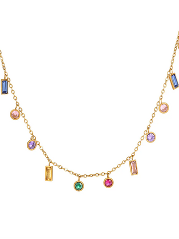 Colorful Gemstone Charm Necklace QROSH