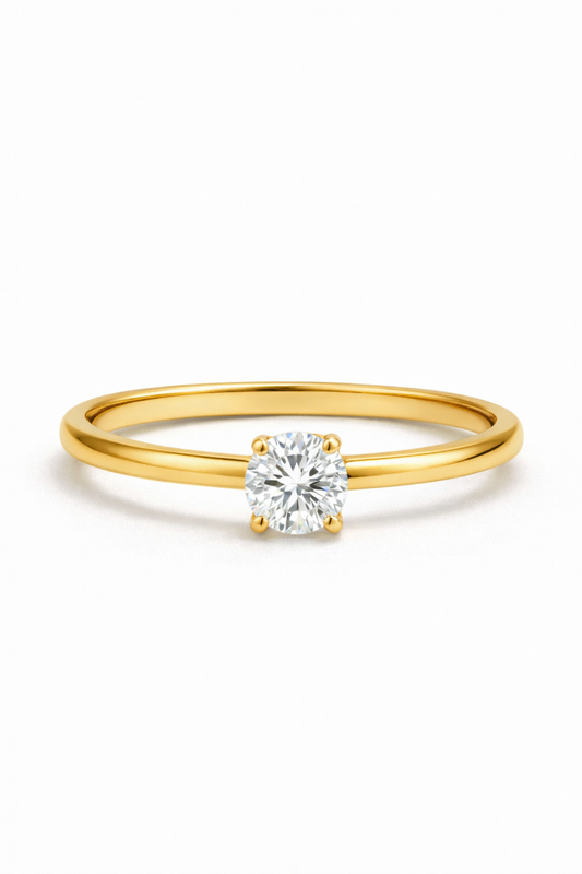 Solitaire Stone Band Ring QROSH