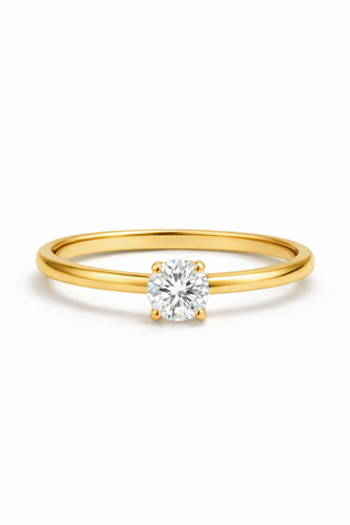 Solitaire Stone Band Ring QROSH