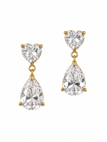Heart Pearl Crystal Drop Earrings QROSH