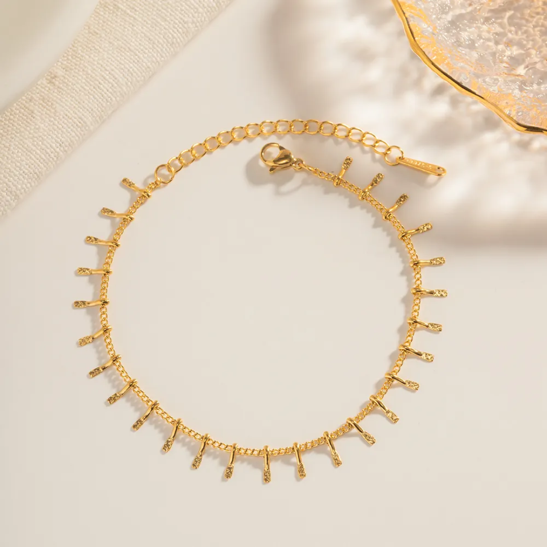 18K Gold Plated Chic Dangle Drop Chain Anklet QROSH