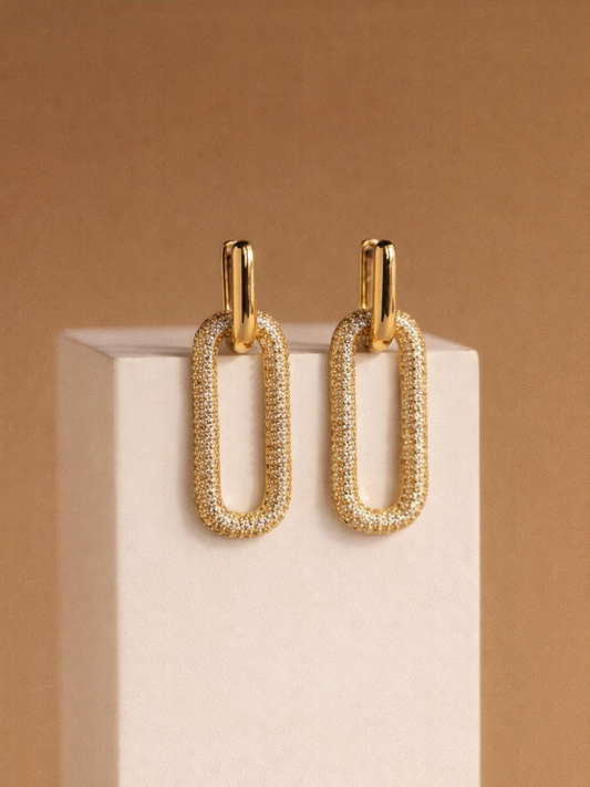 Dainty Stone Studded Double Hoop Earring QROSH
