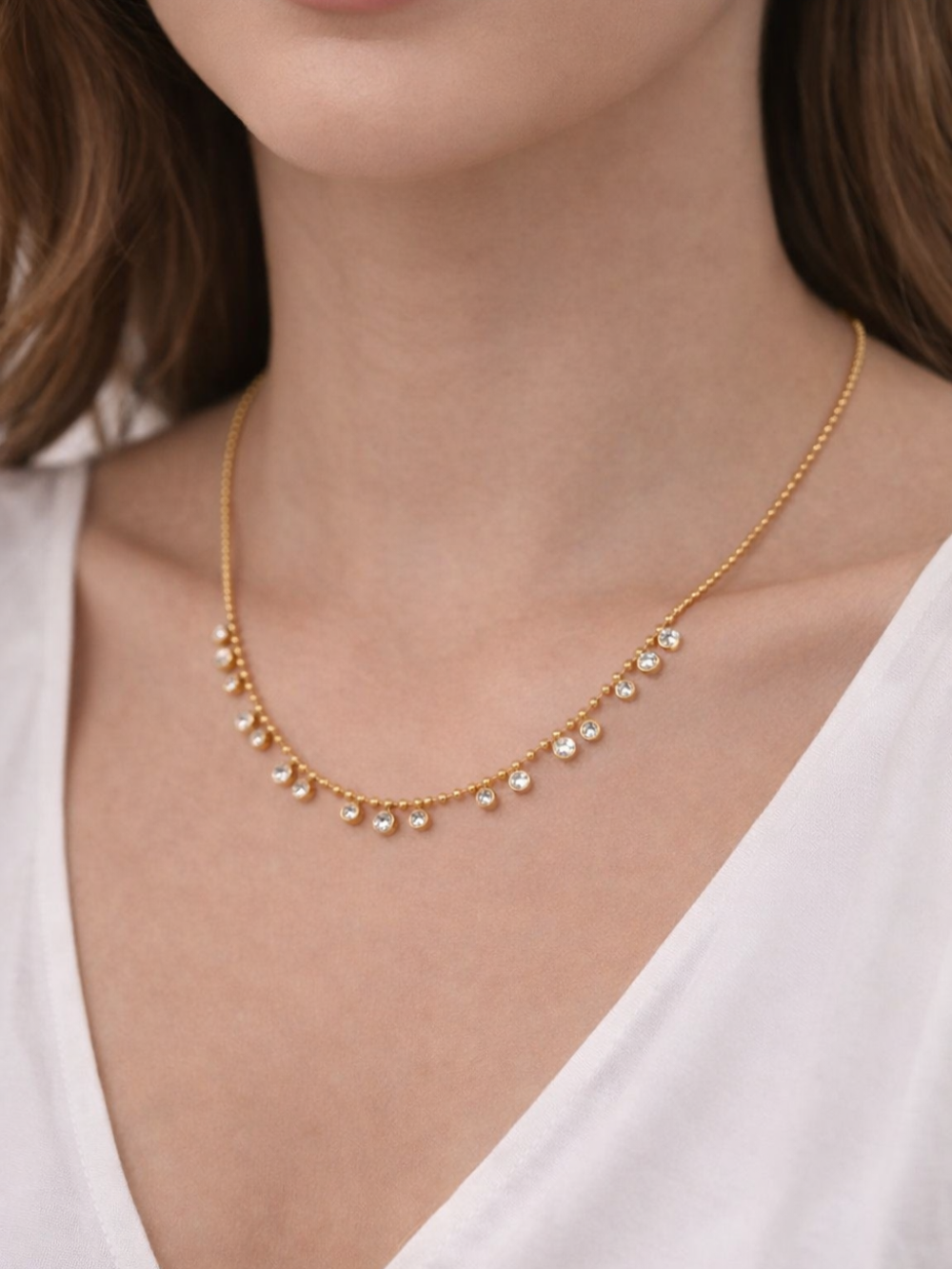 Dainty Solitaire Charm Necklace QROSH