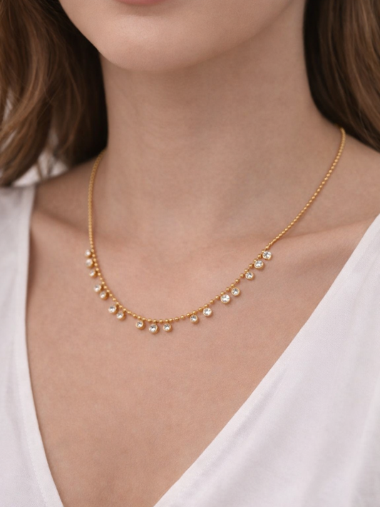 Dainty Solitaire Charm Necklace QROSH
