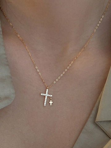 Minimal Double Cross Pendant